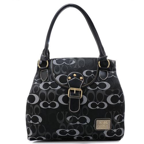 Coach Buckle In Signature Medium Black Satchels BNV | Women